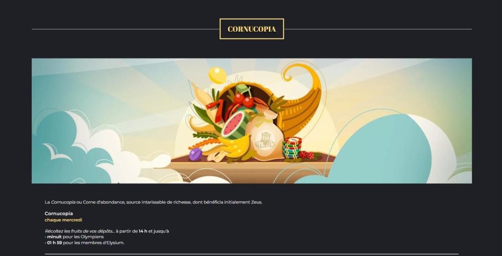 bonus cornucopia olympe casino